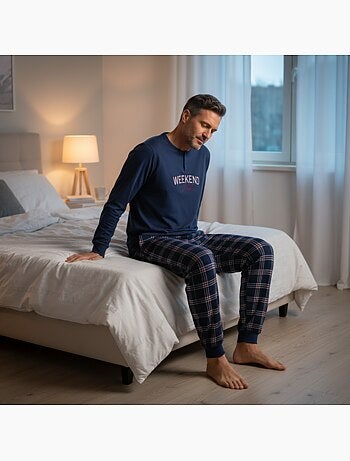Ozabi ensemble pyjama homme doublé polaire broderie weekend vibes