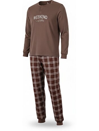 Ozabi ensemble pyjama homme doublé polaire broderie weekend vibes