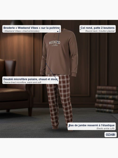 Ozabi ensemble pyjama homme doublé polaire broderie weekend vibes - Kiabi Ozabi ensemble pyjama homme doublé polaire broderie weekend vibes - Kiabi