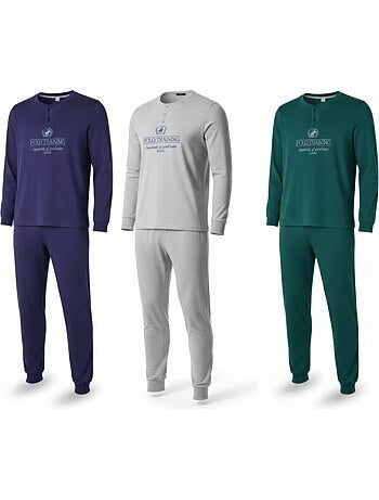 Ozabi ensemble pyjama homme doublé polaire pack de 3 coloris assortis