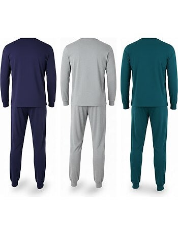 Ozabi ensemble pyjama homme doublé polaire pack de 3 coloris assortis