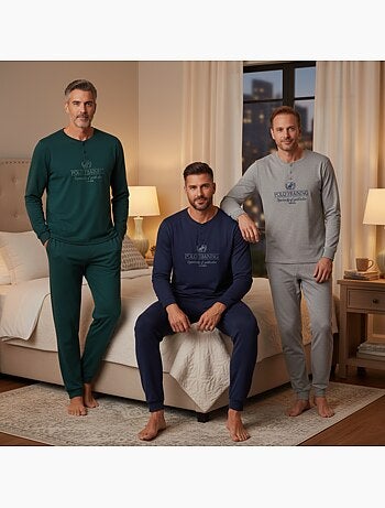 Ozabi ensemble pyjama homme doublé polaire pack de 3 coloris assortis