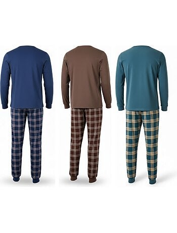 Ozabi ensemble pyjama homme doublé polaire pack de 3 coloris assortis