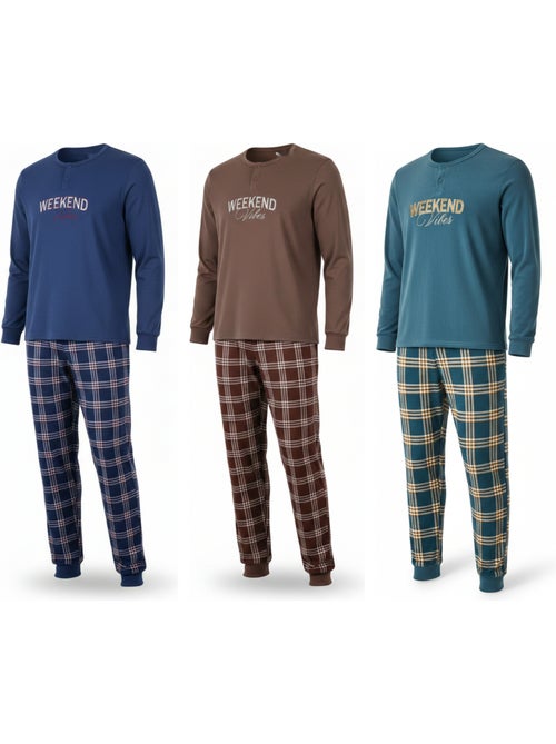 Ozabi ensemble pyjama homme doublé polaire pack de 3 coloris assortis - Kiabi Ozabi ensemble pyjama homme doublé polaire pack de 3 coloris assortis - Kiabi