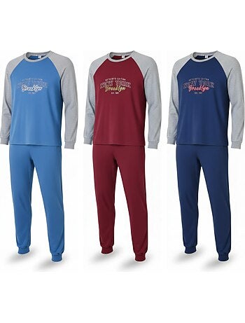 Ozabi ensemble pyjama homme doublé polaire pack de 3 coloris assortis
