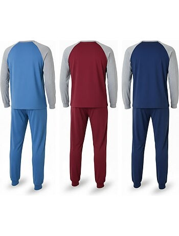 Ozabi ensemble pyjama homme doublé polaire pack de 3 coloris assortis