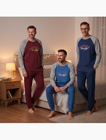 Ozabi ensemble pyjama homme doublé polaire pack de 3 coloris assortis