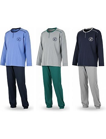 Ozabi ensemble pyjama homme doublé polaire pack de 3 coloris assortis