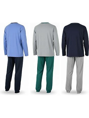 Ozabi ensemble pyjama homme doublé polaire pack de 3 coloris assortis