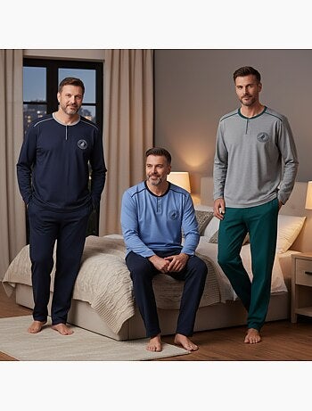 Ozabi ensemble pyjama homme doublé polaire pack de 3 coloris assortis