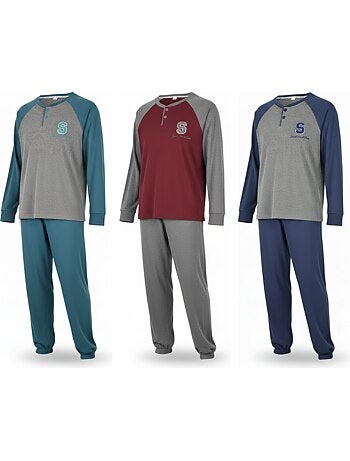Ozabi ensemble pyjama homme doublé polaire pack de 3 coloris assortis