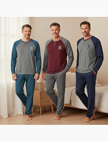 Ozabi ensemble pyjama homme doublé polaire pack de 3 coloris assortis
