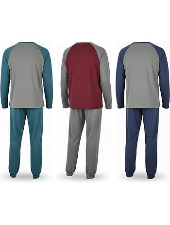 Ozabi ensemble pyjama homme doublé polaire pack de 3 coloris assortis