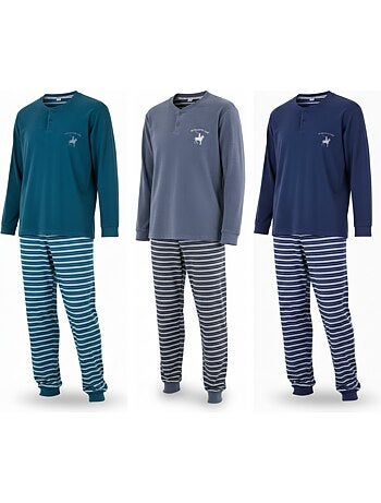 Ozabi ensemble pyjama homme doublé polaire pack de 3 coloris assortis