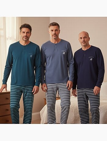 Ozabi ensemble pyjama homme doublé polaire pack de 3 coloris assortis