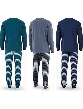 Ozabi ensemble pyjama homme doublé polaire pack de 3 coloris assortis
