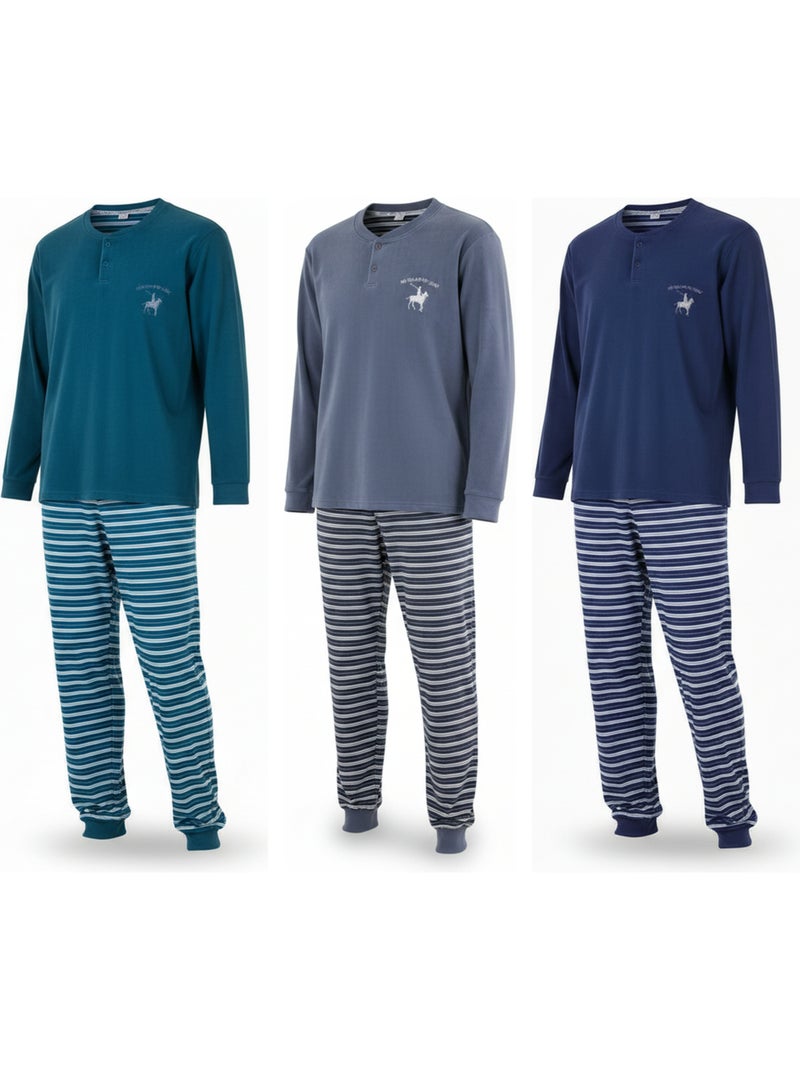 Ozabi ensemble pyjama homme doublé polaire pack de 3 coloris assortis Multicolore - Kiabi