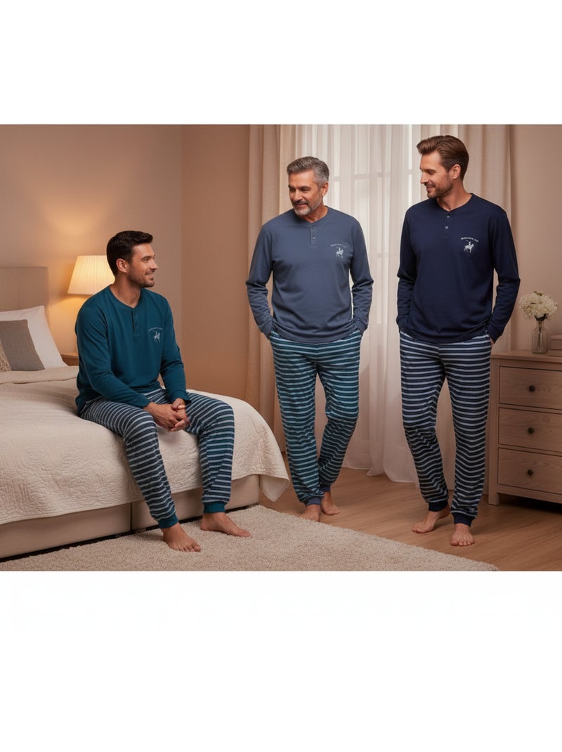 Ozabi ensemble pyjama homme doublé polaire pack de 3 coloris assortis Multicolore - Kiabi