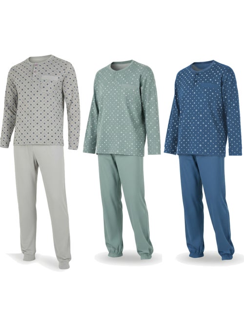 Ozabi ensemble pyjama homme long pack de 3, haut imprimé col boutonné - Kiabi Ozabi ensemble pyjama homme long pack de 3, haut imprimé col boutonné - Kiabi
