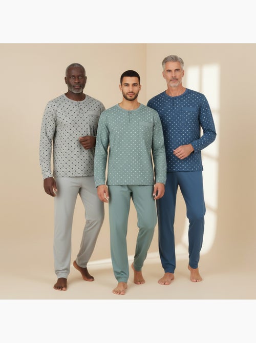 Ozabi ensemble pyjama homme long pack de 3, haut imprimé col boutonné - Kiabi Ozabi ensemble pyjama homme long pack de 3, haut imprimé col boutonné - Kiabi