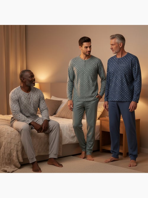 Ozabi ensemble pyjama homme long pack de 3, haut imprimé col boutonné - Kiabi Ozabi ensemble pyjama homme long pack de 3, haut imprimé col boutonné - Kiabi