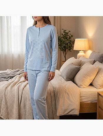 OZABI Ensemble Pyjama Long Femme Haut Manches Longues