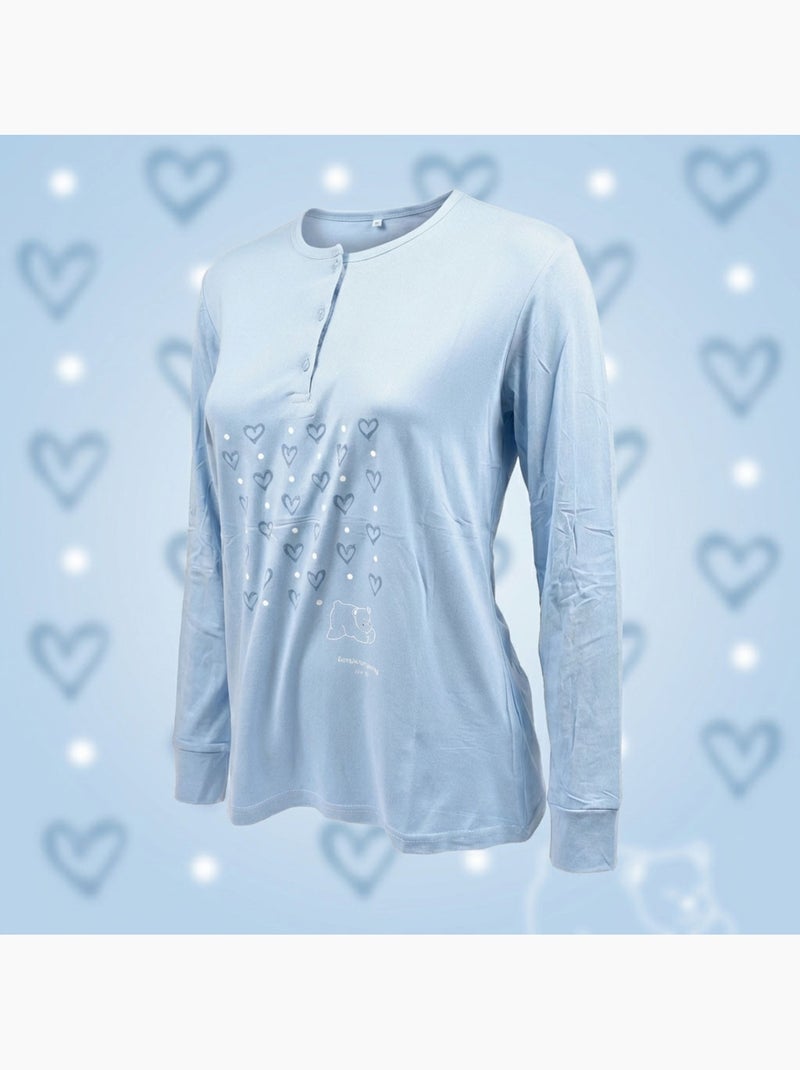 OZABI Ensemble Pyjama Long Femme Haut Manches Longues Bleu - Kiabi