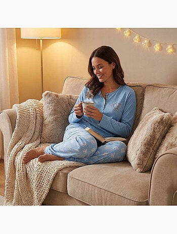 OZABI Ensemble Pyjama Long Femme Haut Manches Longues