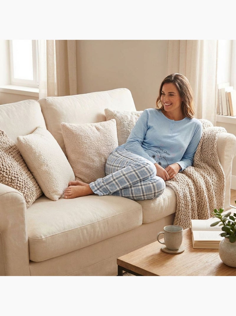 OZABI Ensemble Pyjama Long Femme Haut Manches Longues Bleu - Kiabi