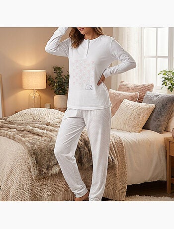 OZABI Ensemble Pyjama Long Femme Haut Manches Longues