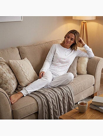 OZABI Ensemble Pyjama Long Femme Haut Manches Longues