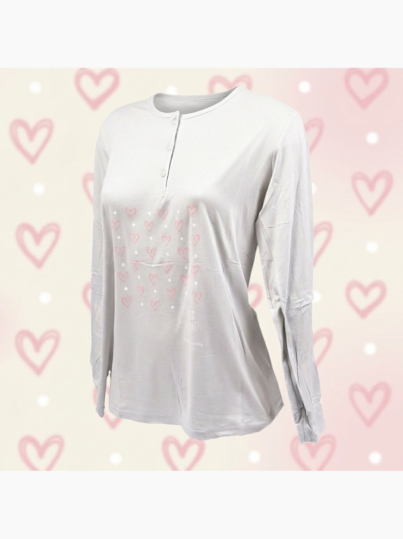 OZABI Ensemble Pyjama Long Femme Haut Manches Longues Gris - Kiabi
