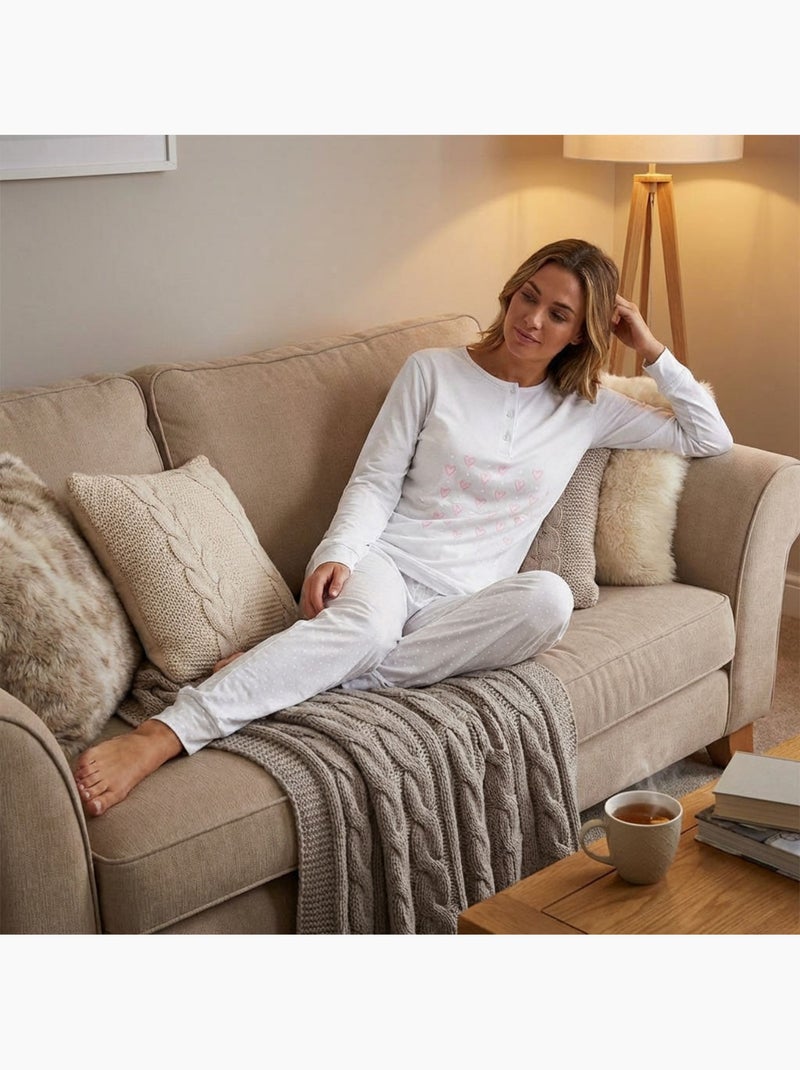 OZABI Ensemble Pyjama Long Femme Haut Manches Longues Gris - Kiabi