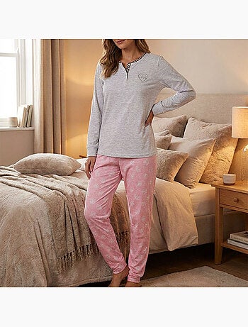 OZABI Ensemble Pyjama Long Femme Haut Manches Longues