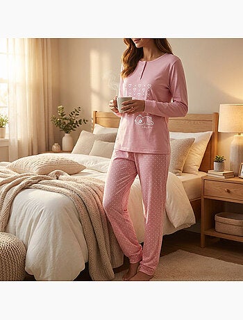 OZABI Ensemble Pyjama Long Femme Haut Manches Longues