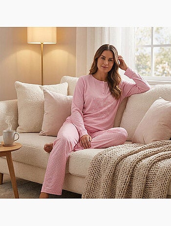 OZABI Ensemble Pyjama Long Femme Haut Manches Longues
