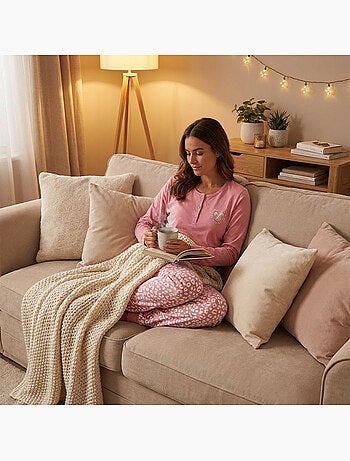 OZABI Ensemble Pyjama Long Femme Haut Manches Longues