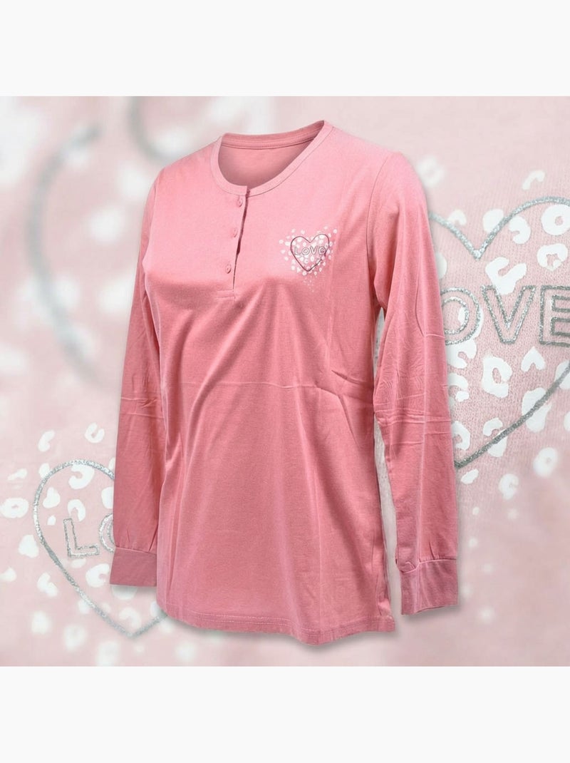 OZABI Ensemble Pyjama Long Femme Haut Manches Longues Rose - Kiabi