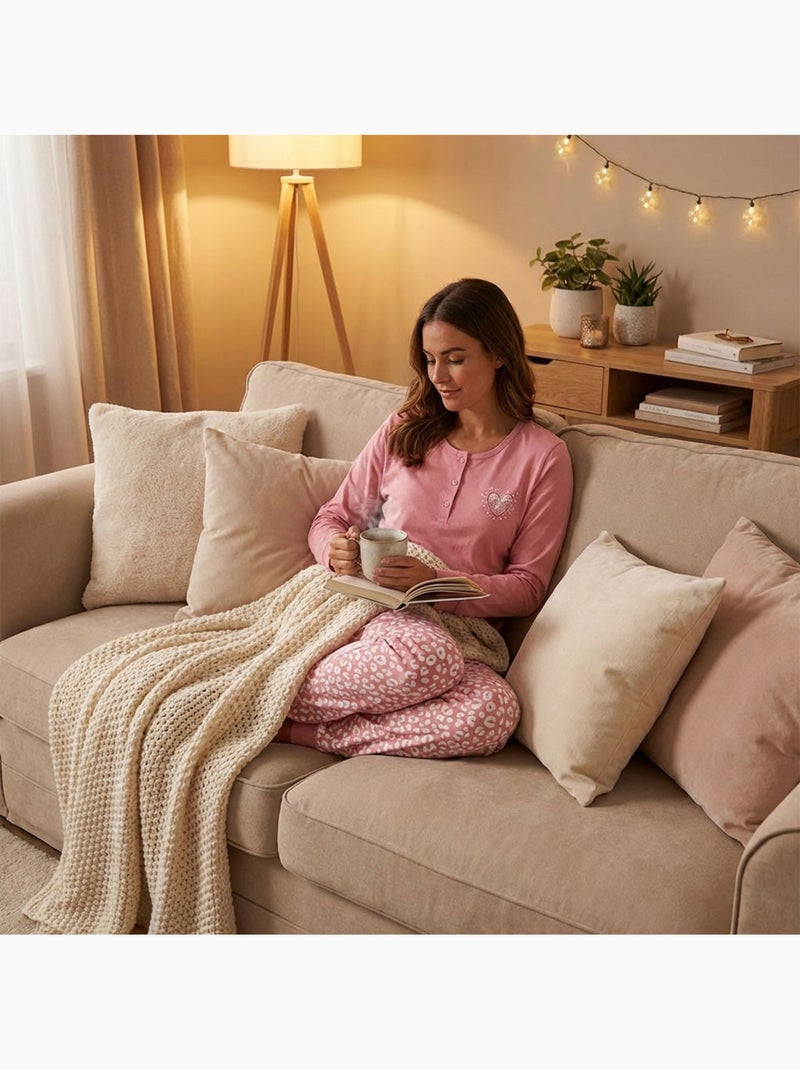 OZABI Ensemble Pyjama Long Femme Haut Manches Longues Rose - Kiabi