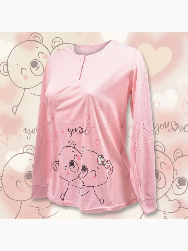 OZABI Ensemble Pyjama Long Femme Haut Manches Longues Rose - Kiabi