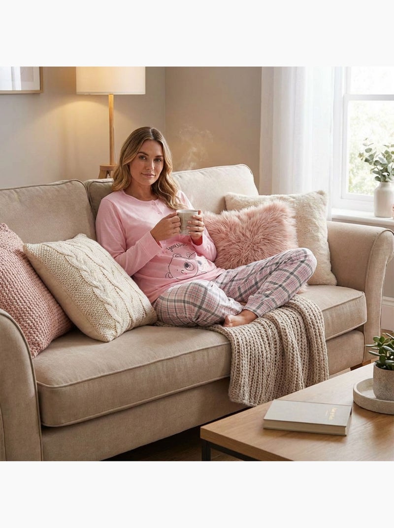 OZABI Ensemble Pyjama Long Femme Haut Manches Longues Rose - Kiabi