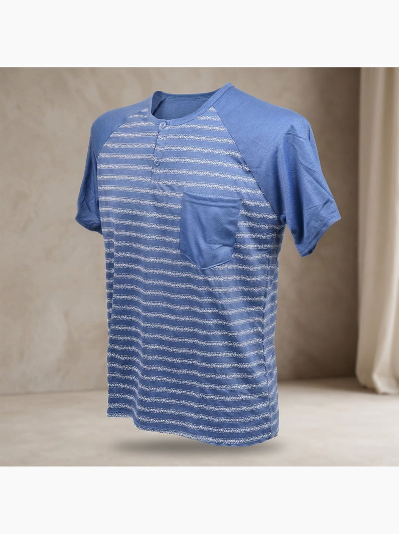 OZABI Ensemble Pyjama Pyjama Court Homme Coton Bleu marine - Kiabi