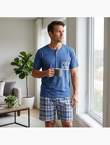 OZABI Ensemble Pyjama Pyjama Court Homme Coton