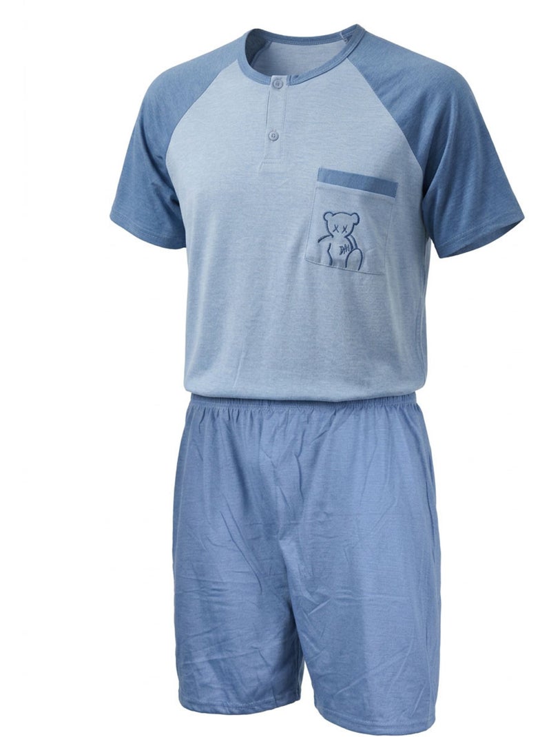 OZABI Ensemble Pyjama Pyjama Court Homme Coton Bleu - Kiabi