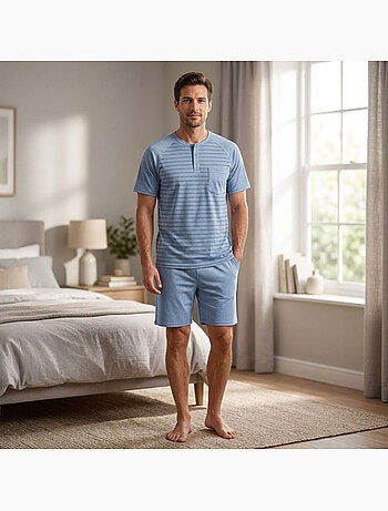 OZABI Ensemble Pyjama Pyjama Court Homme Coton