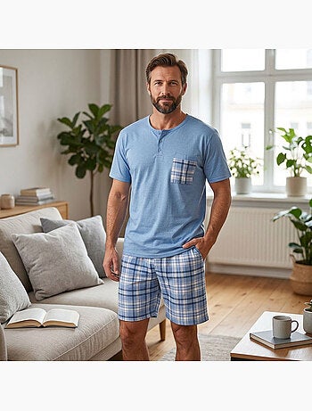 OZABI Ensemble Pyjama Pyjama Court Homme Coton