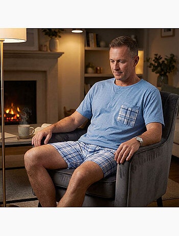 OZABI Ensemble Pyjama Pyjama Court Homme Coton