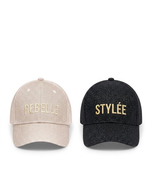 OZABI Lot 2 Casquettes Pailletées Femme – Message Brodé Fantaisie Humoristique - Kiabi