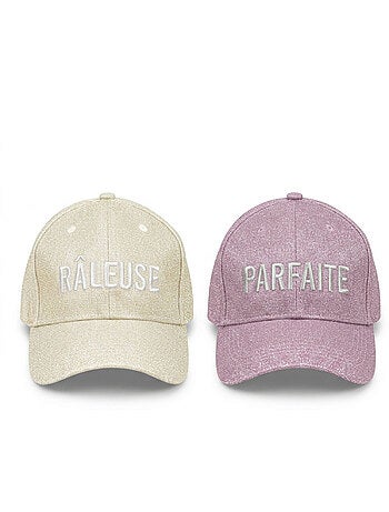 OZABI Lot 2 Casquettes Pailletées Femme – Message Brodé Fantaisie Humoristique