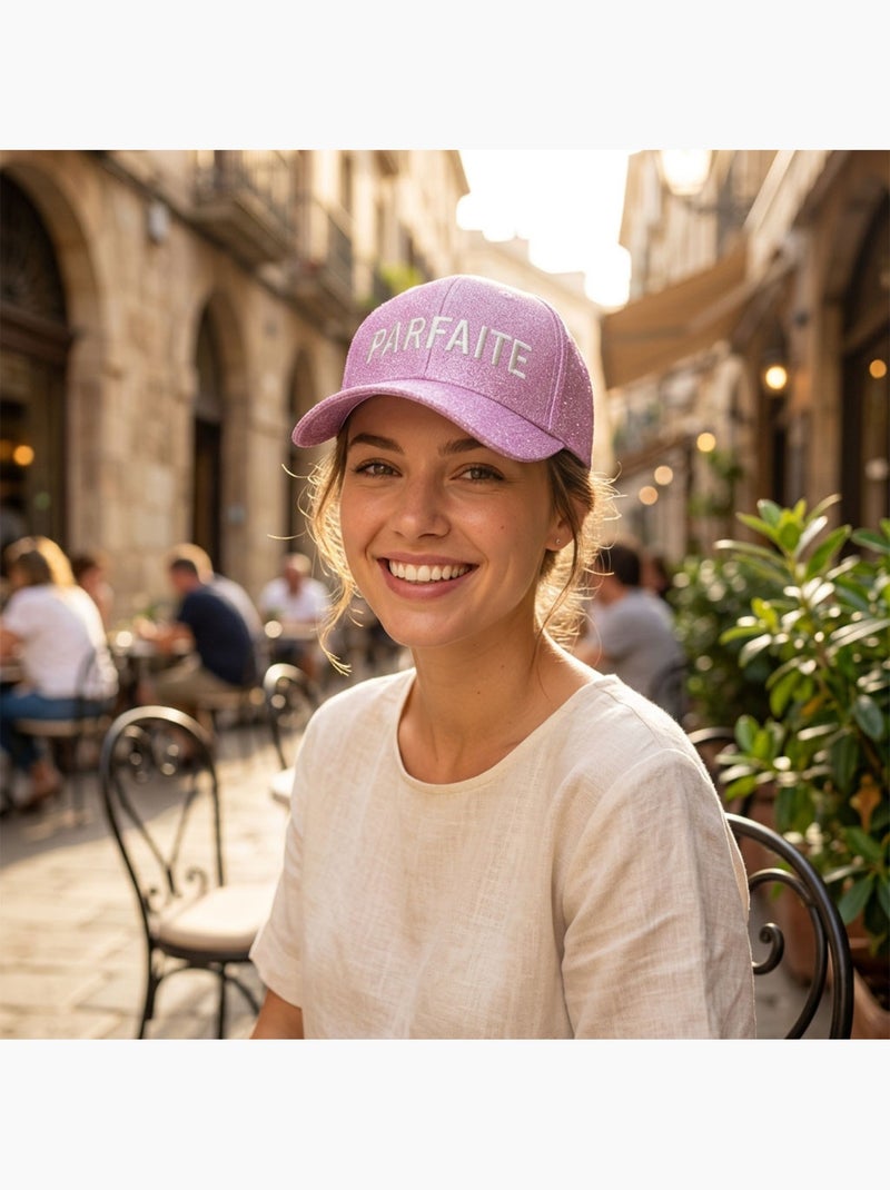 OZABI Lot 2 Casquettes Pailletées Femme – Message Brodé Fantaisie Humoristique Rose poudré - Kiabi